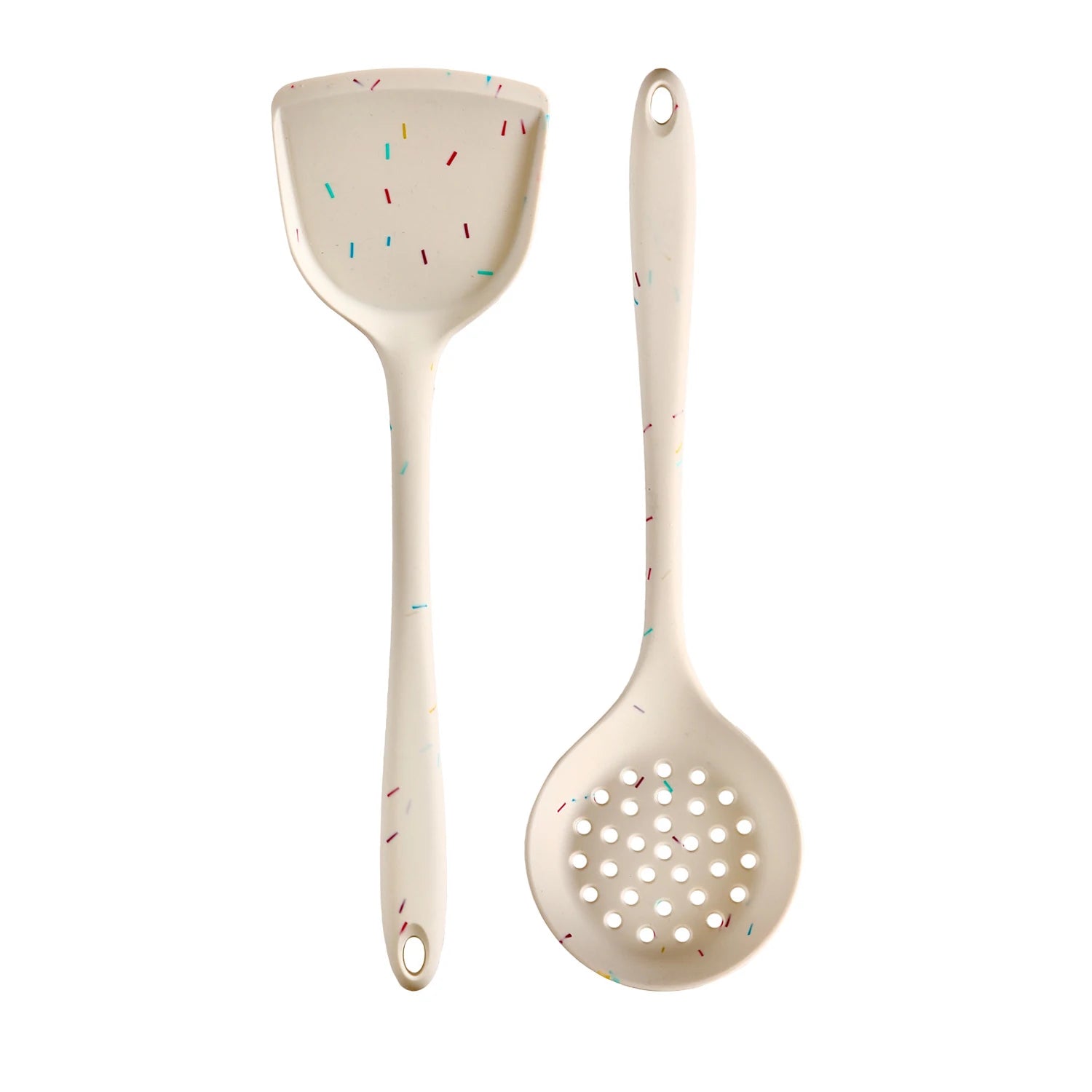 7-Piece Silicone Cooking Utensil Set – Food-Grade Silicone, Long Handle Soup Ladle, Skimmer, Stir Fry Spatula, Slotted Spatula, Spaghetti Server, Rice Spoon, Spoon Spatula, High Temperature Resistant, Great for Cooking and Baking 2-Piece Set B — Skimmer & Stir Fry Spatula