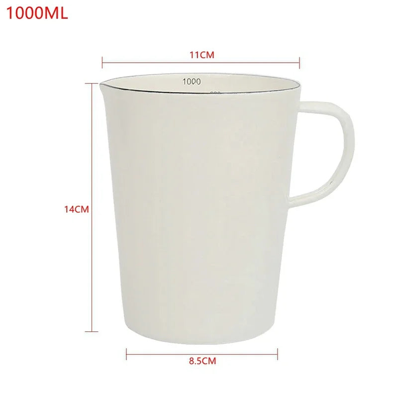 White Enamel Measuring & Milk Cup | Gas & Induction Safe | 500ml & 1000ml