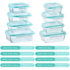 8-Piece Glass Food Storage Container Set with Lids – Microwave, Dishwasher & Fridge Safe, Meal Prep Rectangular Lunch Boxes