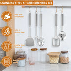 10-Piece Stainless Steel Cooking Utensils Set – Durable and Practical Cooking Utensil Set Featuring a Hanging Loop Design for Easy Storage and Organisation