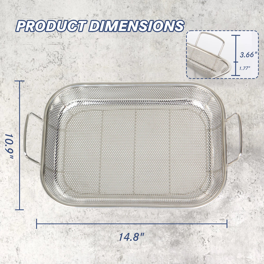 Stainless Steel Perforated BBQ Grill Pan with Micro-Perforated Mesh – Outdoor Roasting & Baking Tray for Steak, Meat, Vegetables & Seafood, Rust-Resistant BBQ Roasting Tray with Even Heat Distribution