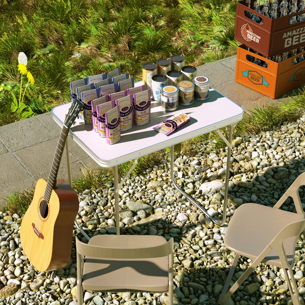 Adjustable Height Folding Table | Aluminium & MDF | 9 Size Options | Indoor & Outdoor