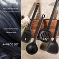 4-Piece Food Grade Silicone Spatula Set – Heat Resistant, Non-Stick Safe black