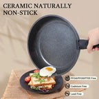 4-Piece Nonstick Cookware Set with Detachable Handle – Carbon Steel Stackable Frying Pans & Saucepan with Ceramic Coating, Best for Meat, Vegetables, and Omelets, Everyday Cooking, Space-Saving Stackable Design, Compatible with All Stovetops