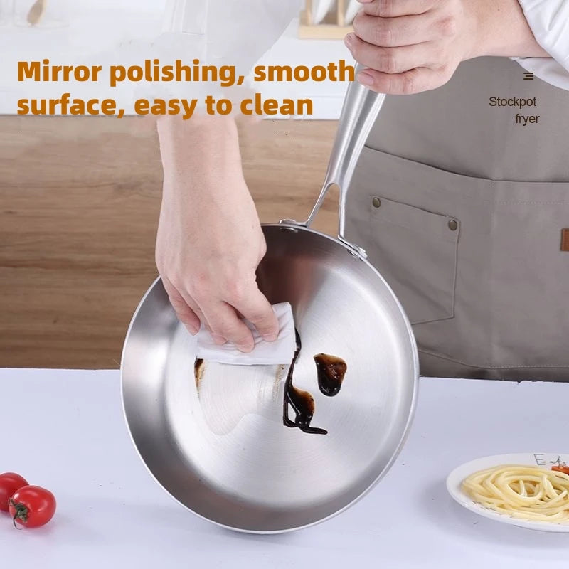 Stainless Steel Uncoated Skillets with Ergonomic Long Handles Suitable for Searing and Sauteing Available in 24cm, 26cm, 28cm & 30cm