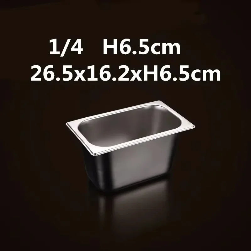 304 Stainless Steel Gastronorm GN Food Pans with Lids – 1/9, 1/6, 1/4, 1/3 & 1/2 Sizes for Buffet, Chafing & Catering 1-4 26.4x16.2xH6.5cm
