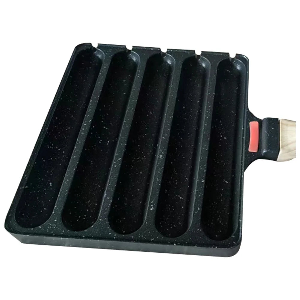 5 Grid Square Grill Cast Iron Pan For Sausage Cooking Pre Seasoned Sausage Fry Pan Outdoor Breakfast Gas And Induction Compatible