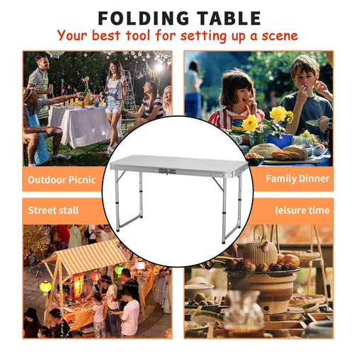Adjustable Height Folding Table | Aluminium & MDF | 9 Size Options | Indoor & Outdoor
