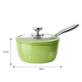 Green Ceramic Non-Stick Saucepan with Glass Lid & Stainless Steel Handle – Compatible with Induction and Gas Stoves, Ideal for Boiling Soup, Making Noodles, and Heating Milk, Available in 18cm/20cm 18cm Green