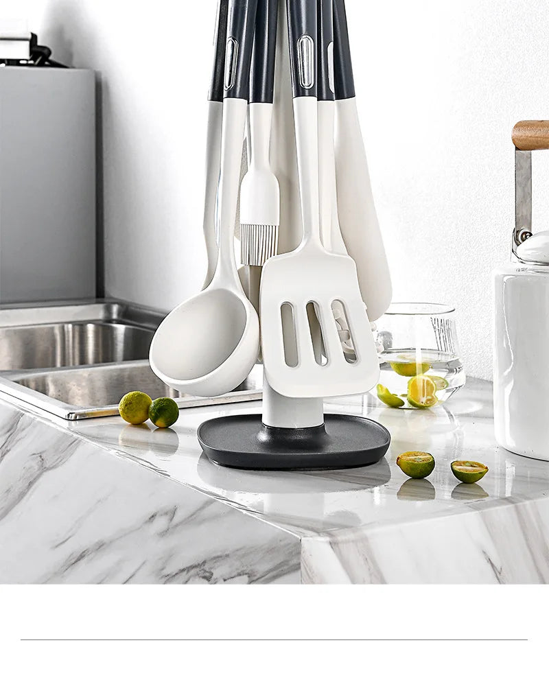 Silicone Kitchen Utensil Set with ABS Handle – Heat Resistant, Non-Stick Safe, Eco-Friendly, Great for Cooking, Baking, and Everyday Kitchen Use