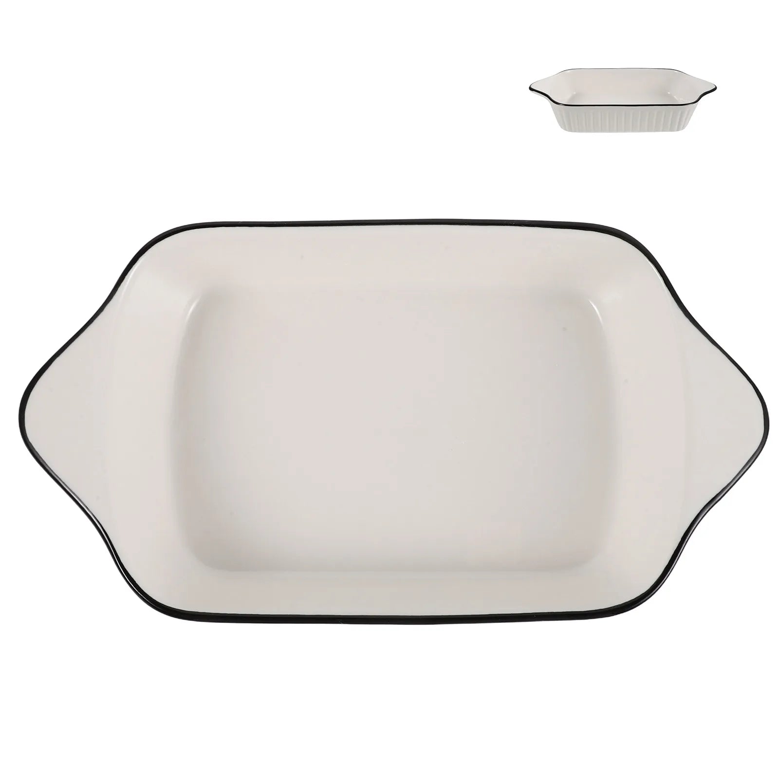 Rectangular Porcelain Casserole Dish with Handles – Ceramic, Oven, Microwave & Dishwasher Safe, 27.5cm, Great for Casseroles, Roasting, and Everyday Baking