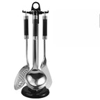 Stainless Steel Cooking Utensil Set — Available in Different Sets or Individual Kitchen Utensils 4Pcs set spatula skimmer Soup ladle & utensil holder
