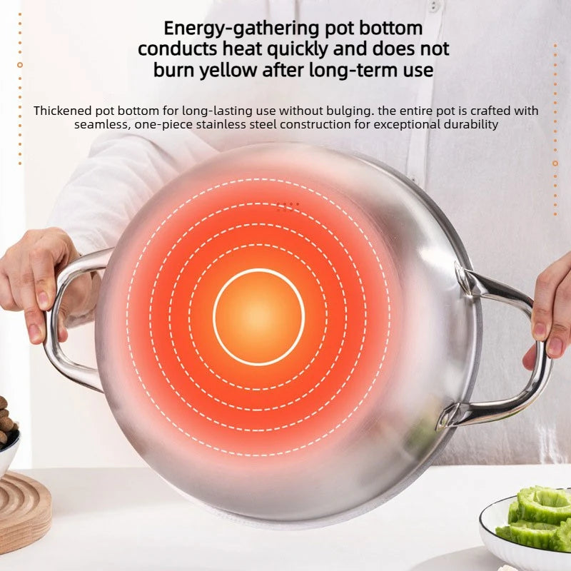 Honeycomb-Textured Stainless Steel Hybrid Wok & Stir-Fry Pan with Double Handles – Large Nonstick Pan, Available in 24cm/28cm