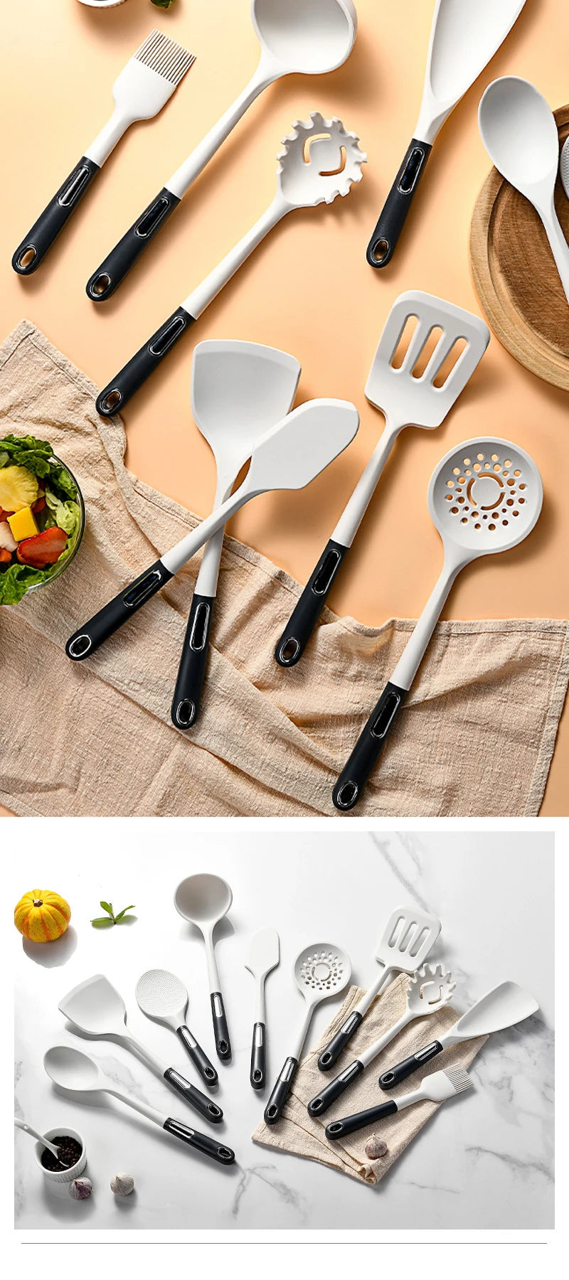 Silicone Kitchen Utensil Set with ABS Handle – Heat Resistant, Non-Stick Safe, Eco-Friendly, Great for Cooking, Baking, and Everyday Kitchen Use