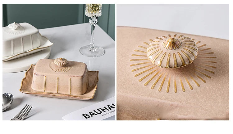 Enamel Butter & Cheese Dish with Lid | Retro Style | 19.3x14.2cm | 3 Colours