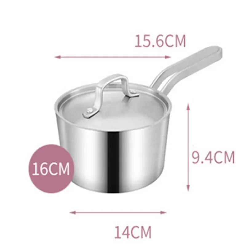 304 Stainless Steel Saucepan with Stainless Steel Lid & Stock Pot with Glass Lid, Compatible with Gas & Electric Hobs, Multi-Size Cookware Available in 16cm, 18cm, 20cm, 22cm & 24cm for Everyday Cooking 16cm Saucepan