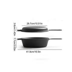 Heavy-Duty 2-in-1 Cast Iron Combo – Pre-Seasoned 10-Inch Dutch Oven (3 Quart Capacity) with Reversible Frying Pan Lid, Multi-Purpose Cookware for Bread, Roasting & Everyday Cooking