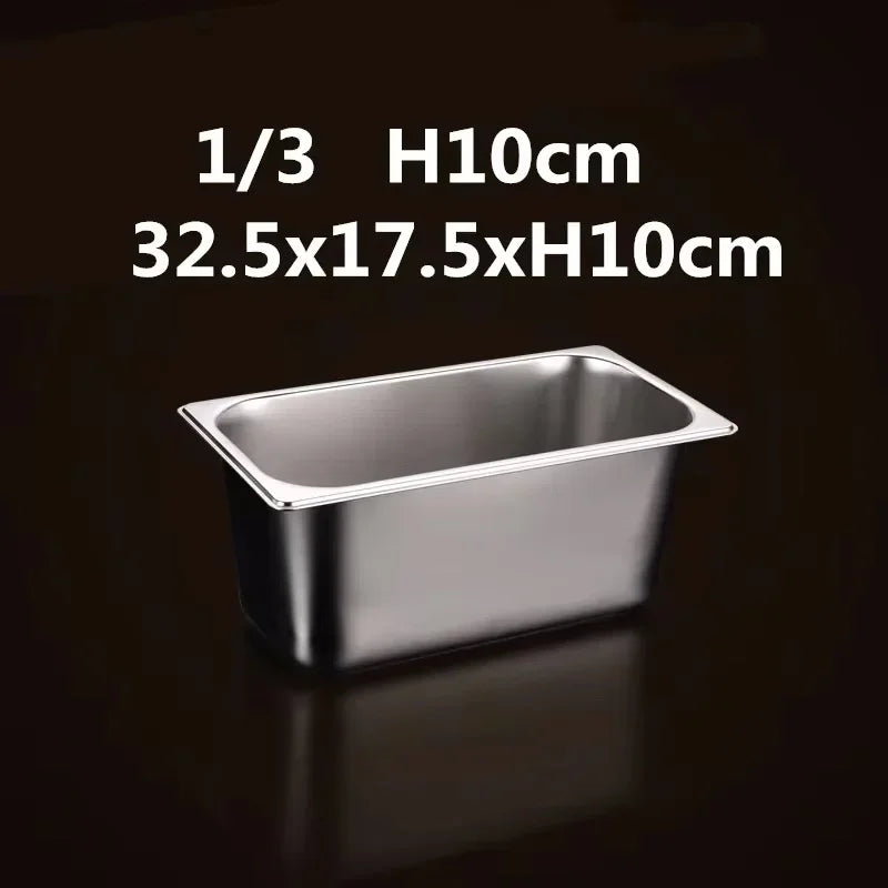 304 Stainless Steel Gastronorm GN Food Pans with Lids – 1/9, 1/6, 1/4, 1/3 & 1/2 Sizes for Buffet, Chafing & Catering 1-3 32.4x17.7xH9.8cm