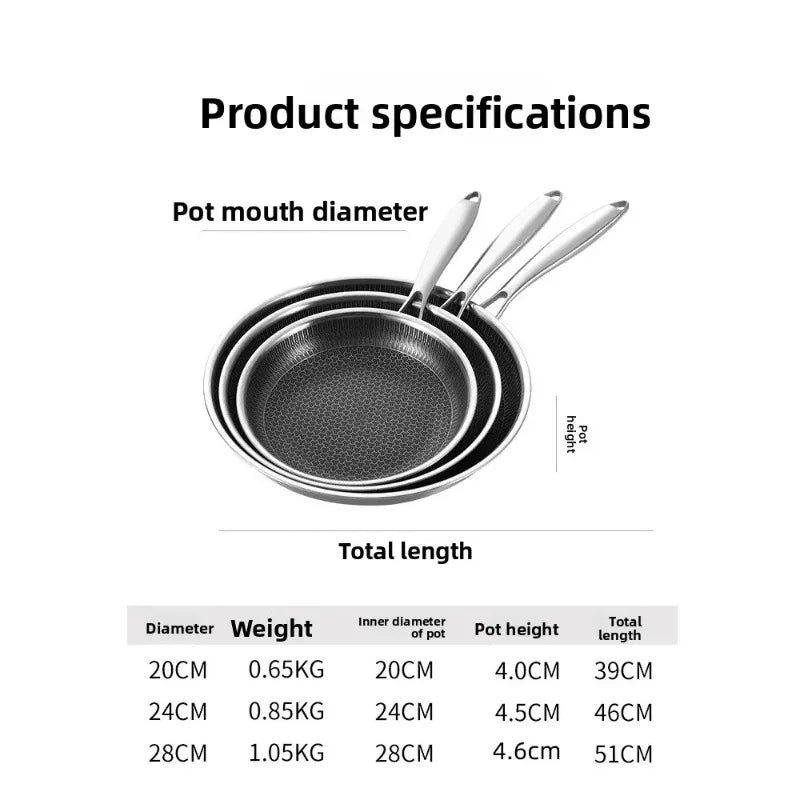 304 Stainless Steel Honeycomb Skillet