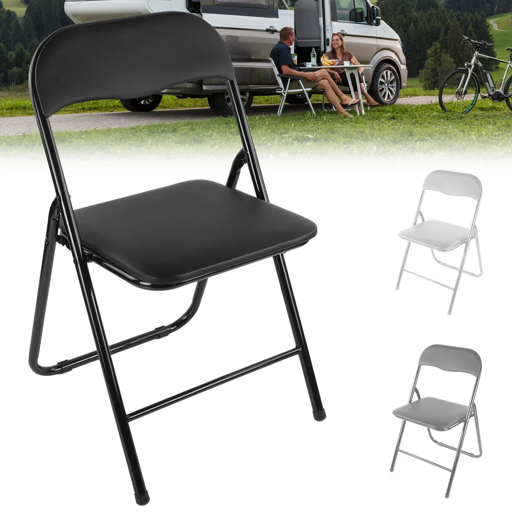 PU Leather Folding Chair with Padded Seat & Metal Frame | 2 Colours