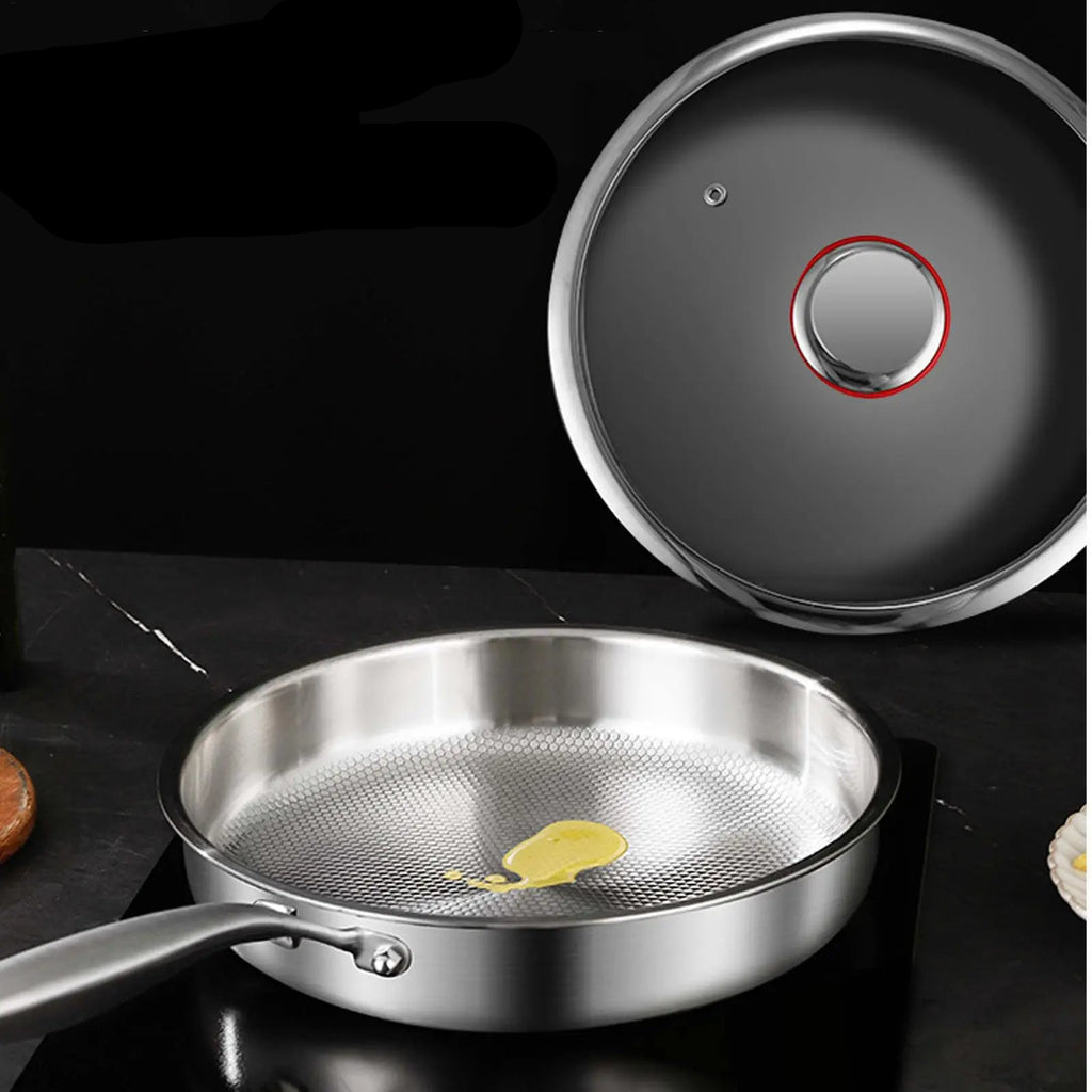 Titanium Alloy Frying Pan with Glass Lid – Scratch Resistant, Detachable Handle, Induction Compatible, Available in 20cm, 22cm, 24cm & 26cm