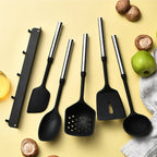 Stainless Steel Handle Silicone Kitchen Utensil Set – Cooking Utensils for Non-Stick Cookware – Spatula, Ladle, Turner & More – Available in Multiple Sets (5 Pieces / 6 Pieces)