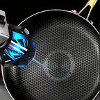 Honeycomb Stainless Steel Non-Stick Frying Pan with Golden Handle | 316 Stainless Steel | Induction & Gas Compatible | Ideal for Steak, Eggs, Pancakes, Fish & Stir-Fries | Available in 22cm, 24cm, 26cm, 28cm & 30cm