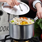 Stainless Steel Saucepan with Lid - Available sizes: 16cm, 18cm, 20cm, 22cm, 24cm