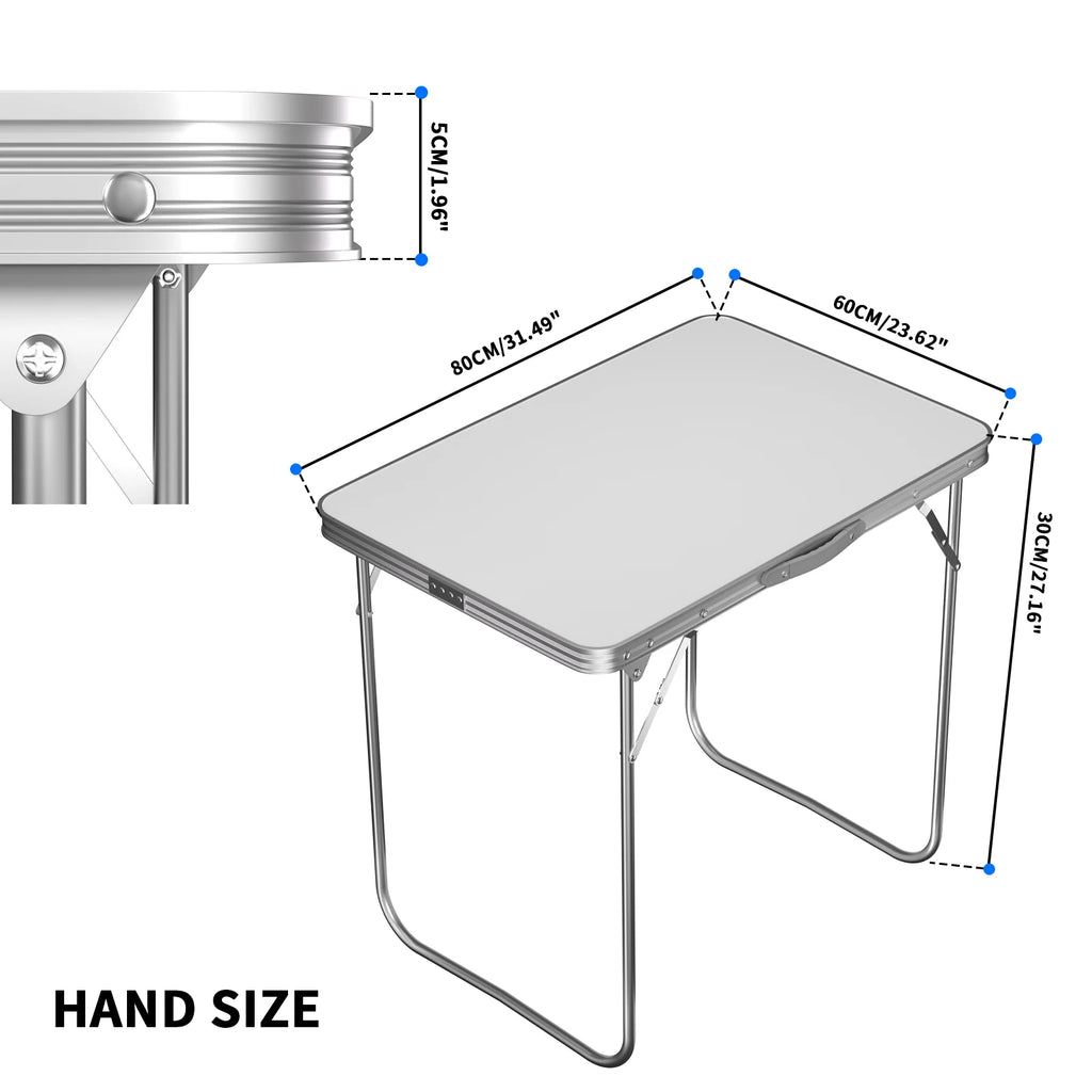 Adjustable Height Folding Table | Aluminium & MDF | 9 Size Options | Indoor & Outdoor