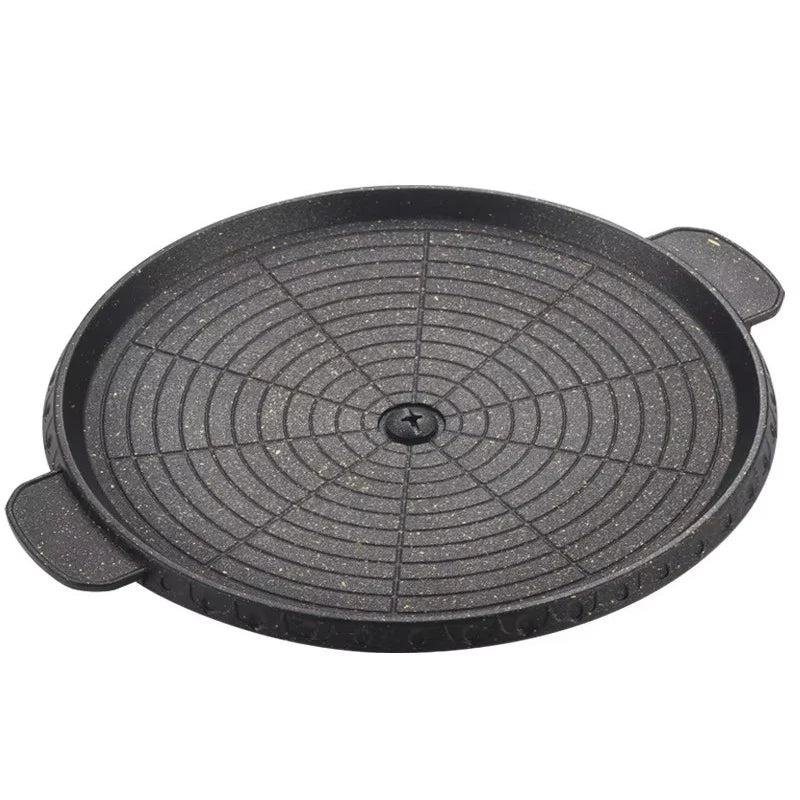 BBQ Grill Pan With Maifan Stone Coated Surface Portable Nonstick Griddle For Indoor Outdoor 32cm Round B