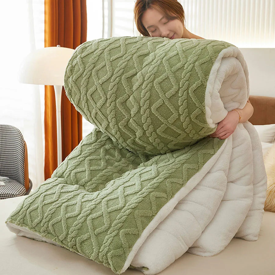 Double-Sided Lamb Wool Weighted Blanket | Anti-Pilling | 4 Sizes | 7 Colours green