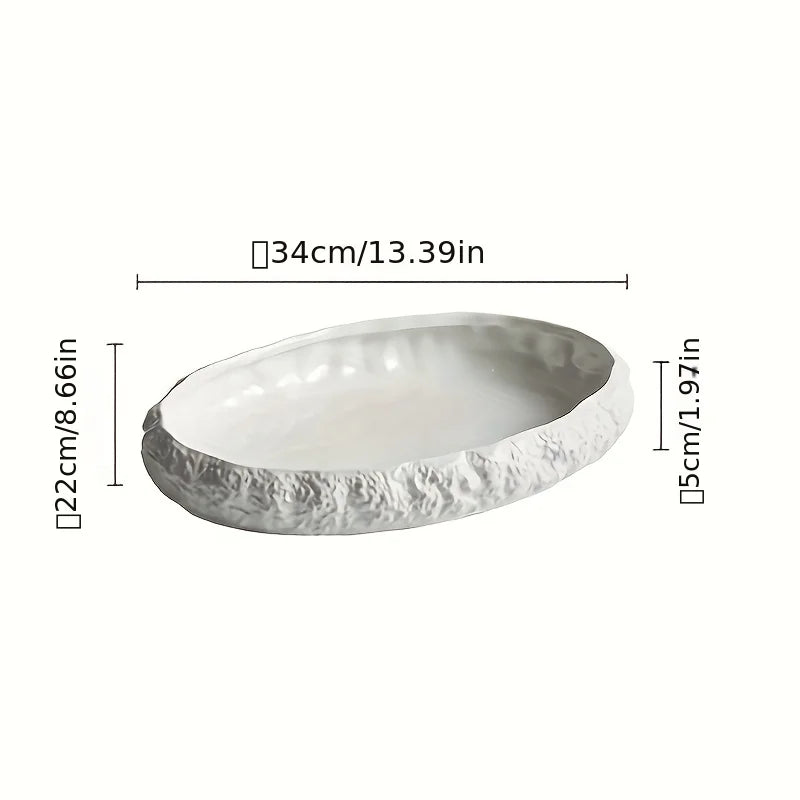 Ceramic Fish Plate with Rock Texture | Scratch Resistant | 3 Sizes 14in