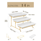 3-Tier Porcelain Buffet Food Display Platter with Stand | Stepped Staggered Design | 12 & 14 Inch