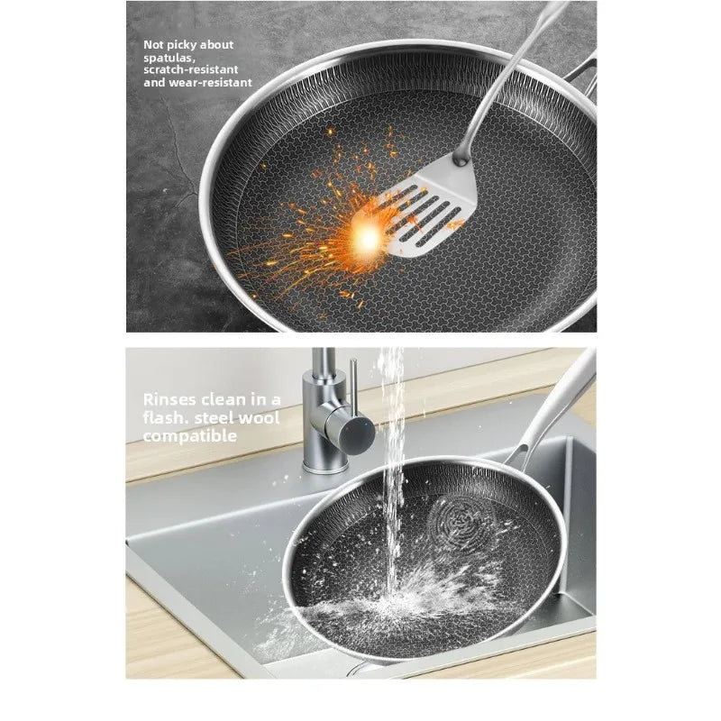 304 Stainless Steel Honeycomb Skillet