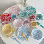 Retro Enamel Dinnerware | Splash Ink Pattern | Plates, Bowls, Cups & Spoons | Assorted Designs