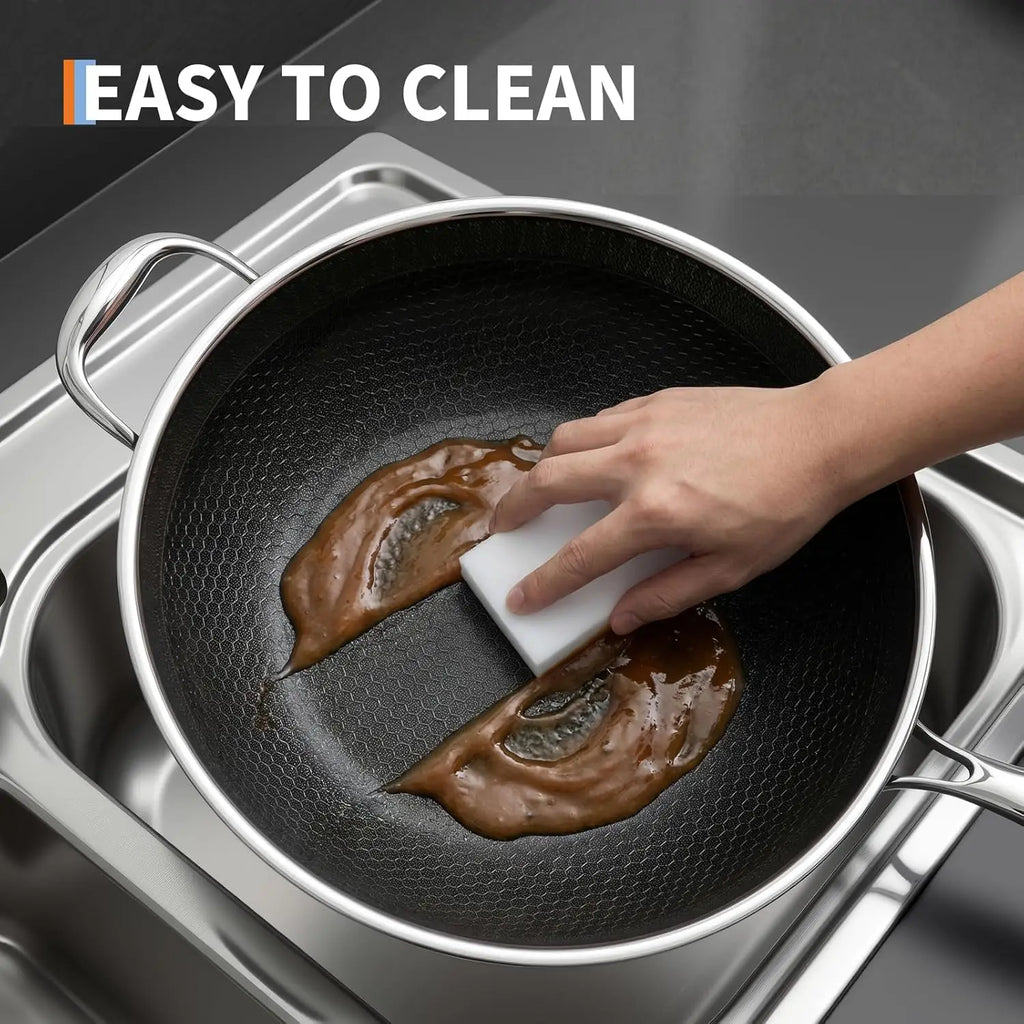 Stainless Steel Honeycomb Wok Pan | Tri-Ply 316