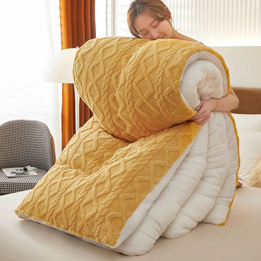 Double-Sided Lamb Wool Weighted Blanket | Anti-Pilling | 4 Sizes | 7 Colours yellow