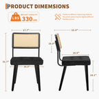 Rattan Back Dining Chair with Velvet Seat | Wooden Legs | 3 Colours