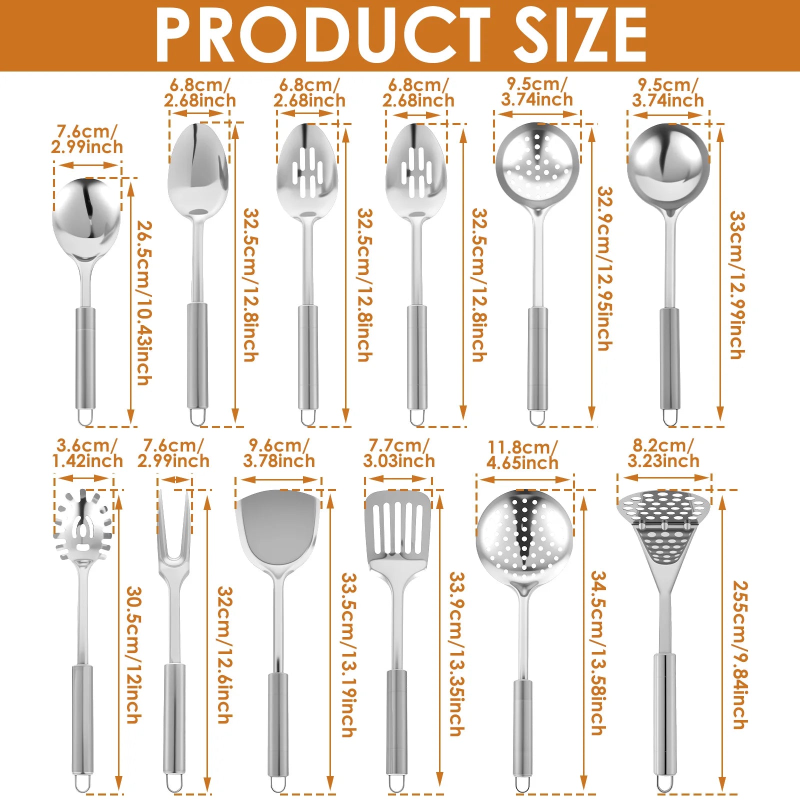 10-Piece Stainless Steel Cooking Utensils Set – Durable and Practical Cooking Utensil Set Featuring a Hanging Loop Design for Easy Storage and Organisation