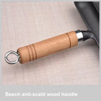 Cast Iron Preseasoned Grilled Sausage Pan With Wooden Handle Nonstick Hot Dog Pan Anti Scald