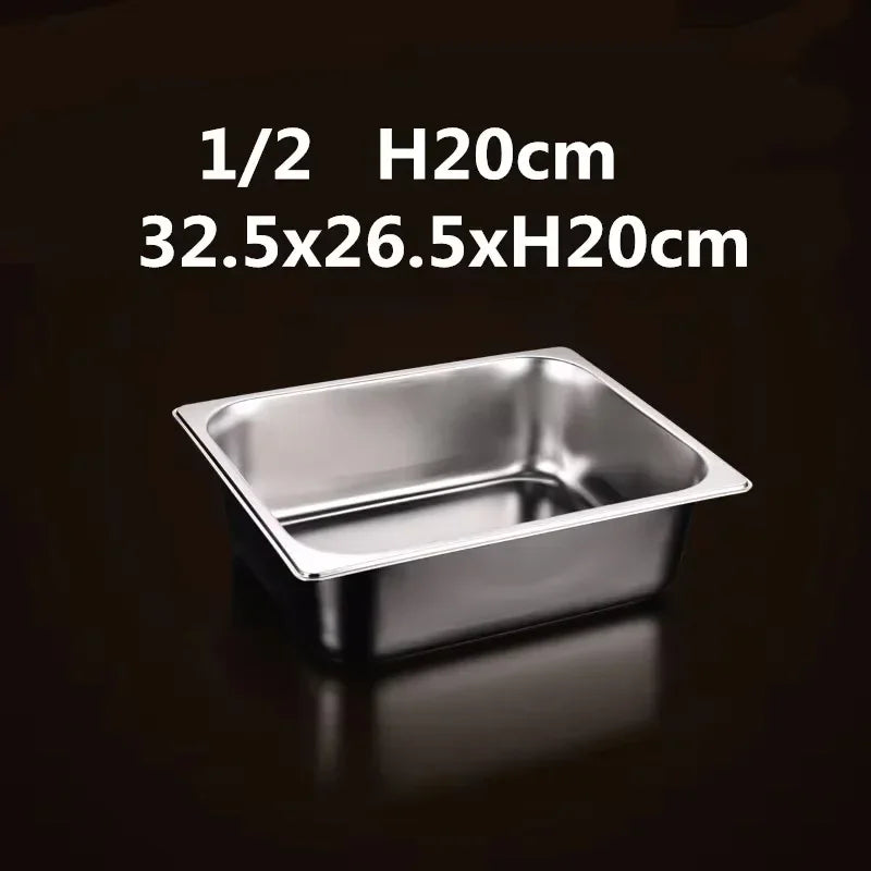 304 Stainless Steel Gastronorm GN Food Pans with Lids – 1/9, 1/6, 1/4, 1/3 & 1/2 Sizes for Buffet, Chafing & Catering 1-2 32.5x26.3xH20cm
