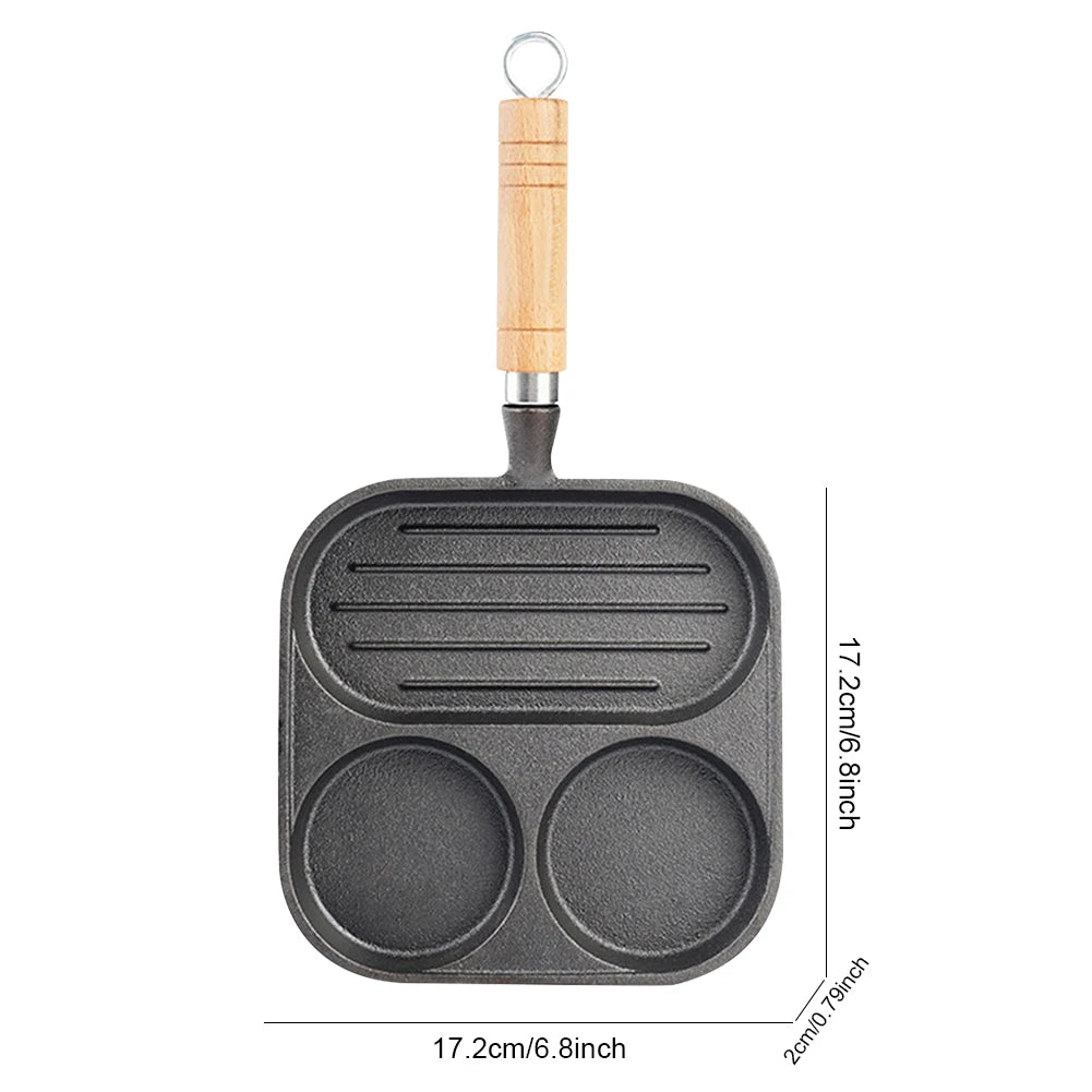 Cast Iron Kitchen Egg Frying Pan 3 Cup Nonstick Breakfast Pan For Gas And Induction Stoves Burger Sausage
