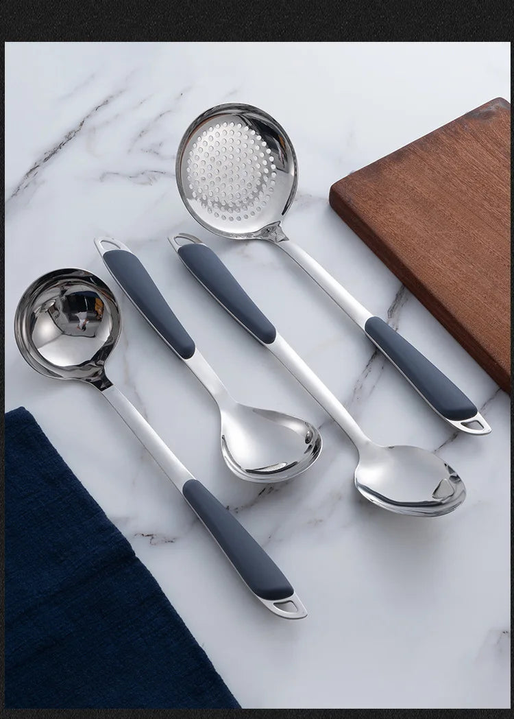 6-Piece Stainless Steel Kitchen Utensil Set with Ergonomic Handles