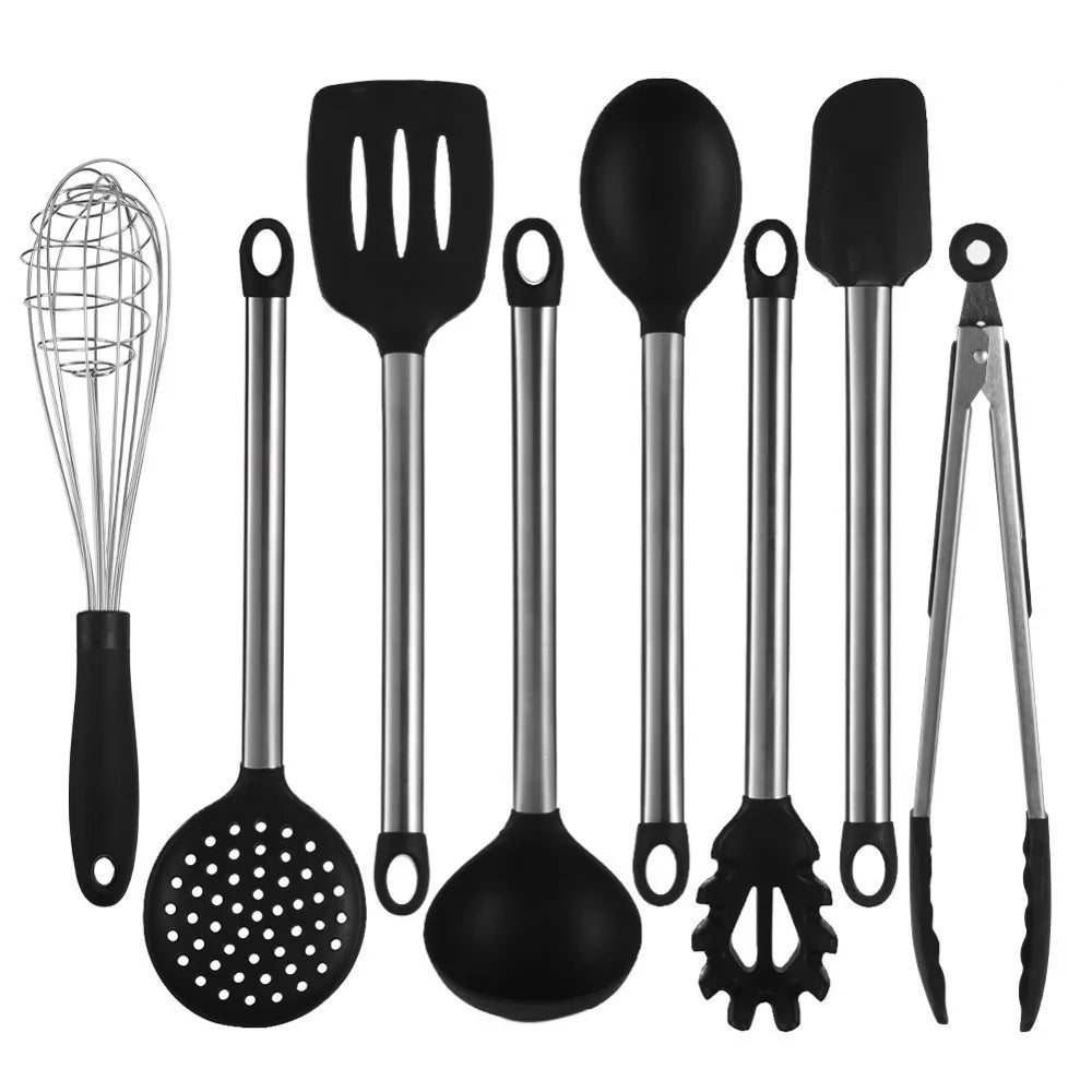 9-Piece Silicone Kitchen Utensils Set with Kitchen Utensils Storage Holder – Non-Scratch, Heat Resistant & Dishwasher Safe