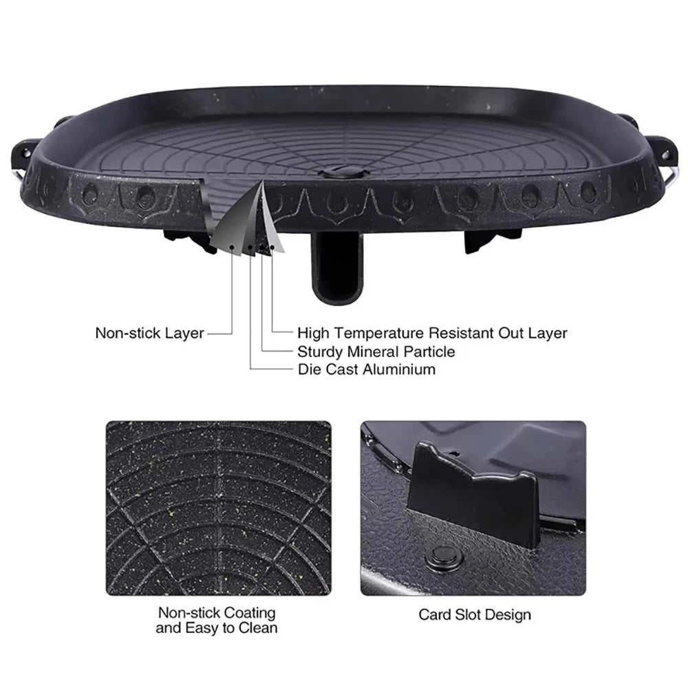 BBQ Grill Pan With Maifan Stone Coated Surface Portable Nonstick Griddle For Indoor Outdoor