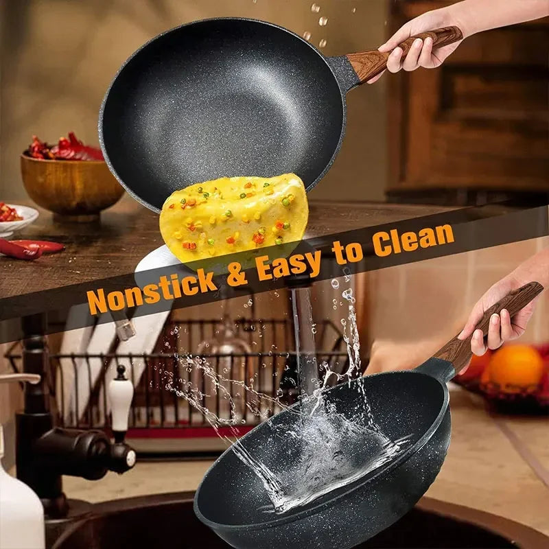 32cm Non-Stick Wok – Maifan Stone Coating, Gas & Induction Compatible, Great for Stir-Frying, Sautéing, and Everyday Cooking