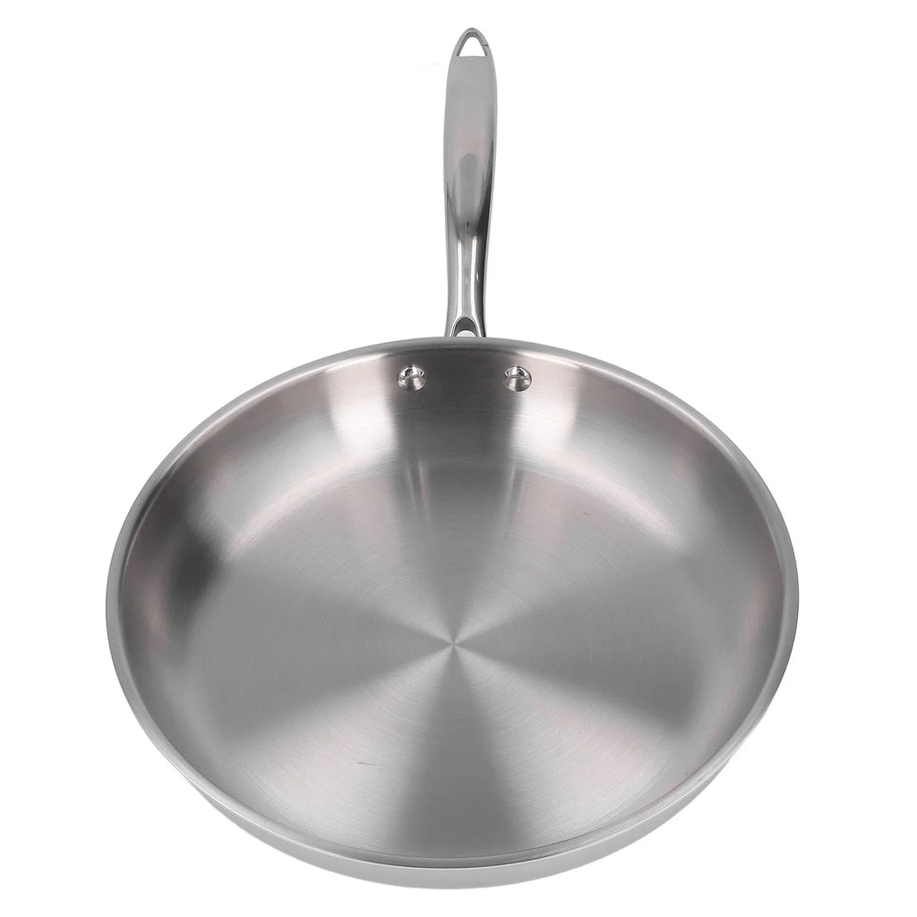 28cm Stainless Steel Frying Pan with Ergonomic Handle – 304 Stainless Steel, Uncoated, 3-Layer Base, Great for Searing, Frying, and Everyday Cooking