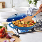 4.5L Cast Iron Dutch Oven Braiser Casserole Pan with Lid & Dual Handles – Designed for Searing, Braising, Roasting, Baking, Stews, Curries, Soups, One-Pot Meals and Everyday Cooking – Compatible with Induction & Gas Stove