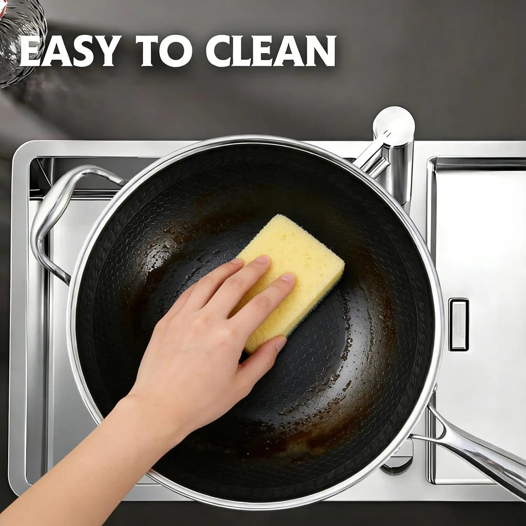 Stainless Steel Honeycomb Wok Pan | Tri-Ply 316