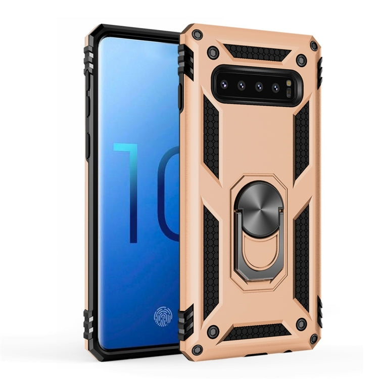 Sergeant Armor Shockproof TPU + PC Protective Case for Galaxy S10, with 360 Degree Rotation Holder, For Galaxy S10 For Galaxy S10 Gold